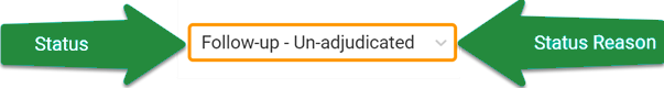 The status indicates the state or condition of the claim. the status reason gives additional info.